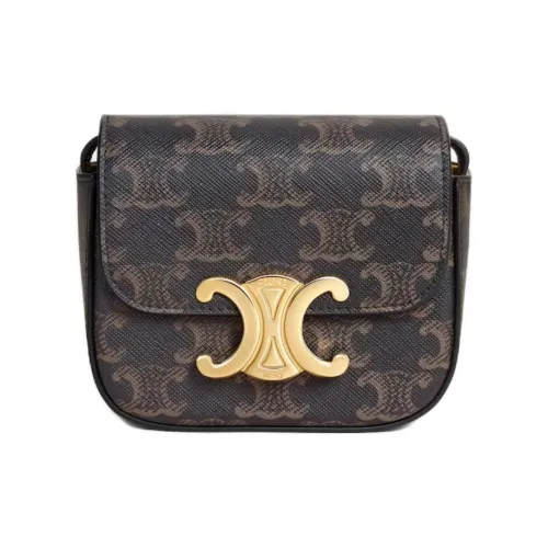 CELINE Claude Коровья кожа Сумка через плечо Мини Женская Рыжевато-коричневый