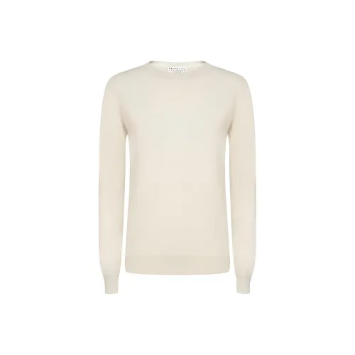 BRUNELLO CUCINELLI Экрю Женские кашемировые свитеры