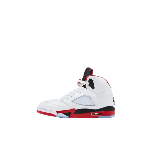 Jordan Air Джордан 5 Противоскользящая Устойчивая к износу Высокий Топ Обувь для малышей Белый красный черный Для младенцев и малышей