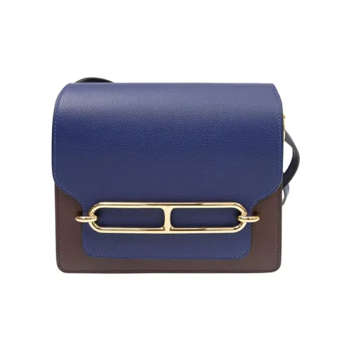 HERMES Roulis Evercolor Кожа Сумка через плечо Сумка на плечо Мини Женская Сапфирово-синий с Красным швом
