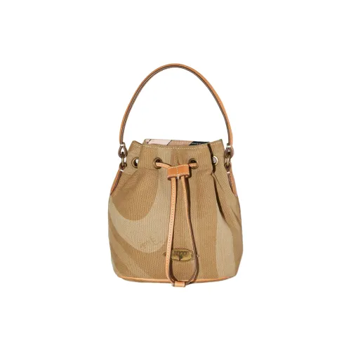 EMILIO PUCCI Лазерная тисненая габардиновая ведрообразная сумка сумка через плечо сумка для женщин бежевый и светло-коричневый