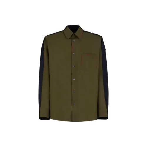 MARNI Оливково-зеленые Мужские Рубашки