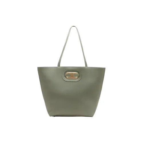 CELINE MaillonTriomphe Телячья кожа Тоут Сумка Сумка для покупок Сумка Сумка через плечо Женская Светлый хаки