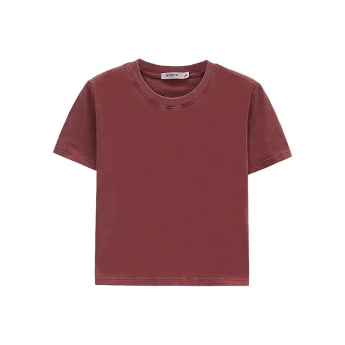 UNVESNO Малиново-красный, облегающий крой, женские футболки