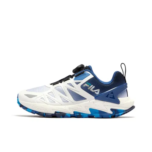 FILA KIDS Выступление FPH Детская Туристическая обувь Низкий Топ Белый агат Серый/Синий Платье Цвет Школьный возраст