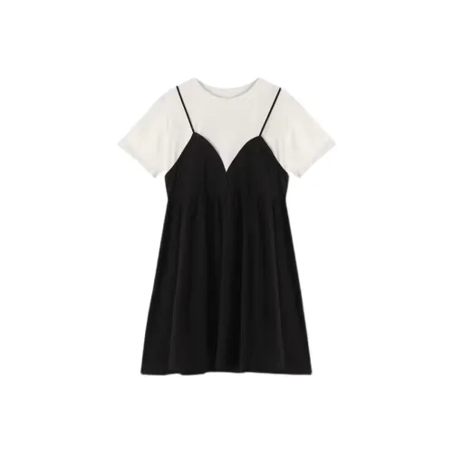 XZCV Черные Женские Короткие Платья с Короткими Рукавами