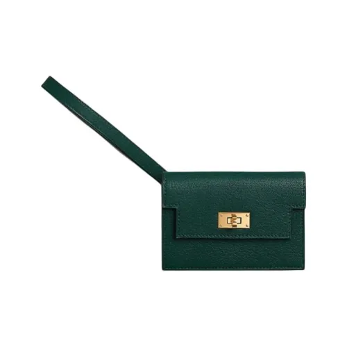 HERMES Kelly Pocket Chamkila Козья кожа Кошелек Женские 6O Vert Кипарис