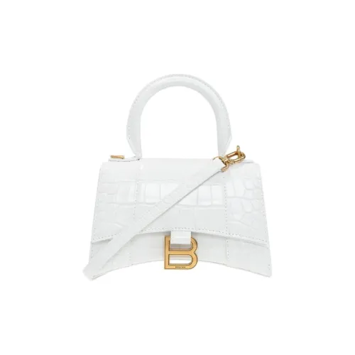 Balenciaga HOURGLASS Крокодиловый узор Корова Кожа Плечевая Сумка Сумка через плечо Мини Женская Белая