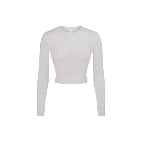 SKIMS Сон Супер Укороченный Длинный Рукав Пижамный Топ Женские