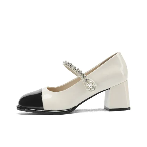 FIVE PLUS Туфли Мэри Джейн с грубым каблуком 6 см женские