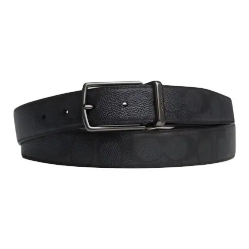 COACH Поливинилхлорид Коровья кожа Ремни Мужской Черный Ширина 3 см