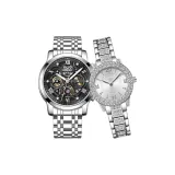 5587 Серебряный корпус с черным циферблатом + 3326-Сияющий серебряный