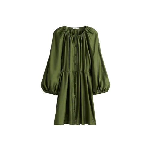 H&M Темно-зеленые женские платья с длинным рукавом