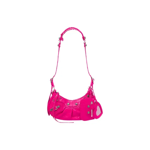 Balenciaga Le Cagole Крокодиловый узор Тисненая Коровья кожа Сумка-полумесяц Сумка-пельмень Сумка через плечо