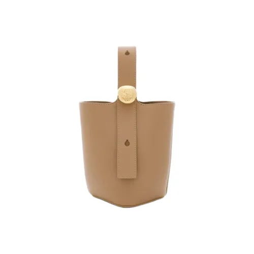 LOEWE Pebble Bucket Коровья кожа Ведро-сумка Сумка на одно плечо Мини Женская Латте