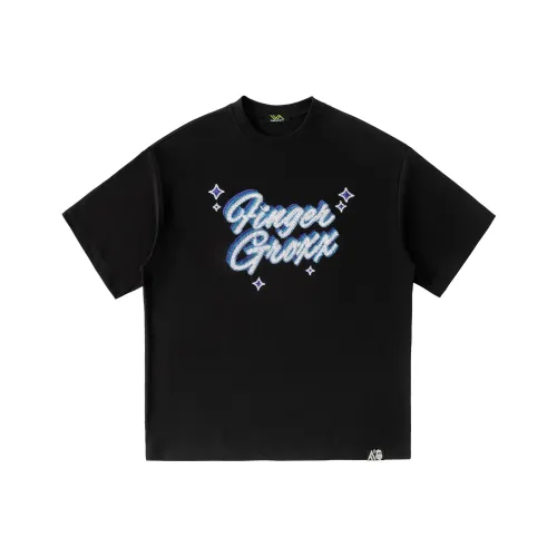 Fingercroxx [Охлаждающий | Письмо Блестки] Черный Унисекс Т-Рубашка