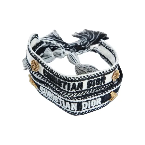 DIOR Cotton Bracelets Women's Black White DIOR Хлопок Браслеты Женские Черный Белый