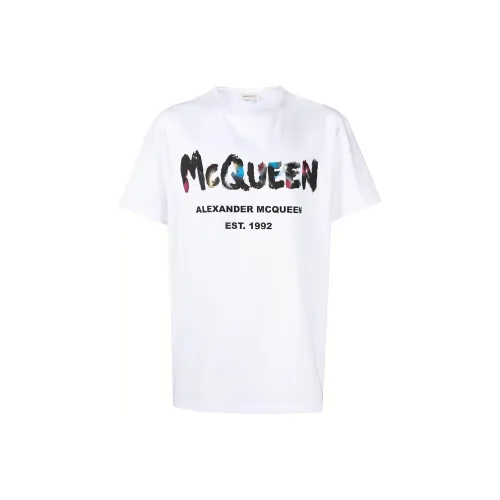 Alexander McQueen Graffiti White Men's T-Shirts Александр Маккуин Граффити Белый Мужские Футболки