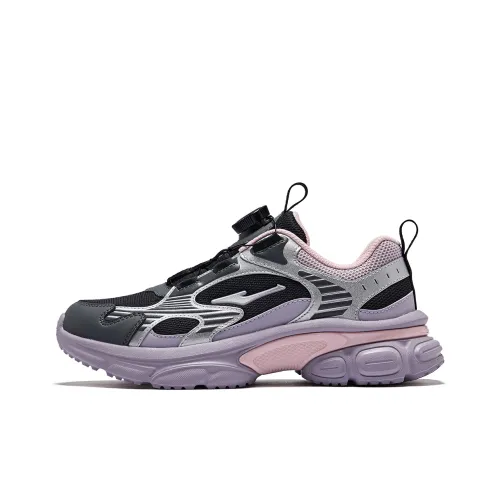 ERKE KIDS Анти КИК Поддержка Низкий Верх Детские Лайфстайл Обувь Черный Серебристый Фиолетовый Подростки