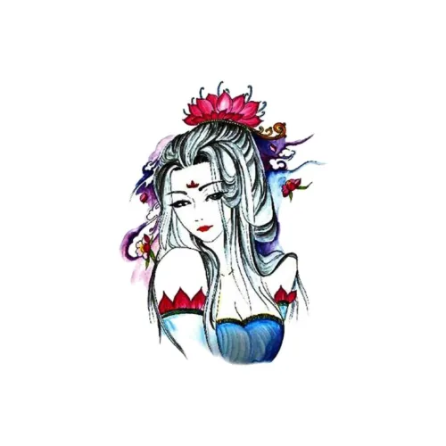 LIEJI Лотос Коробка Девичья Многоцветная Наклейка Татуировка