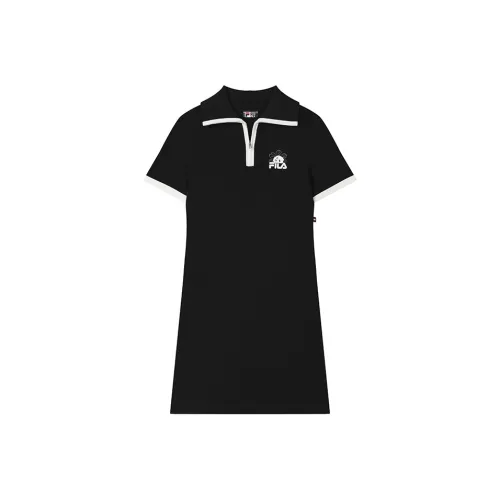 Fila Heritage Глубокий черный Женские Короткие Платья с Рукавами
