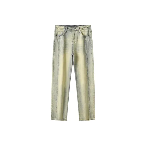 MEXISHION Грязно-желтые унисекс джинсы