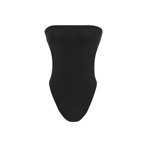 SAINT LAURENT Блестящий Без бретелей Cut Out Купальник Ван-Пис Купальник Женские Черный