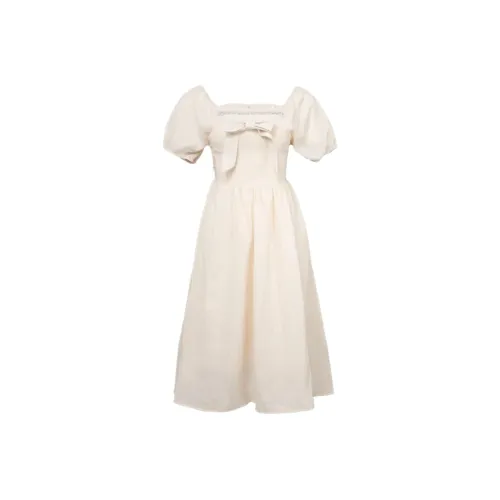 Dale Beauty Короткий рукав Платье Женское Абрикосовая Длинная Юбка