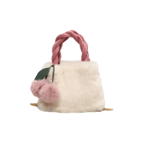 PINK·LAND Плюшевая сумка стандартная женская экрю хаки черный