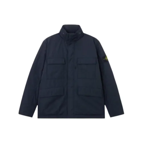 STONE ISLAND Хлопковый пуховик Мужской Морской синий