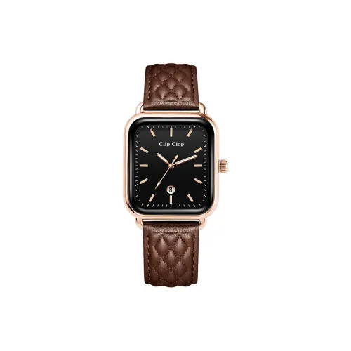 Clip Clop Кварцевый механизм искусственная кожа ремешок женские часы черный циферблат