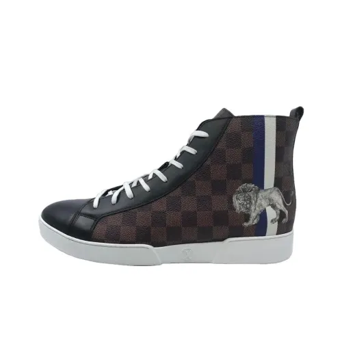 LOUIS VUITTON Damier Скейтборд Кроссовки Высокие Коричневые Мужские