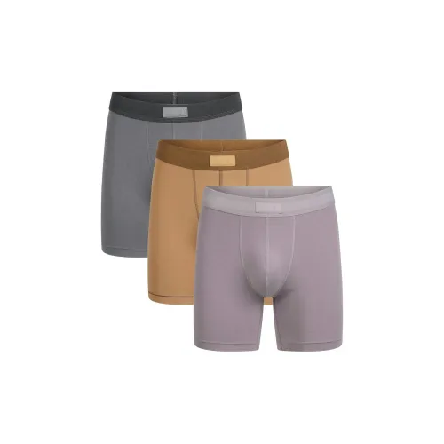 SKIMS COTTON Collection 3 упаковки Красный Коричневый + Фиолетовый + Темно-Серый Мужские боксер-шорты