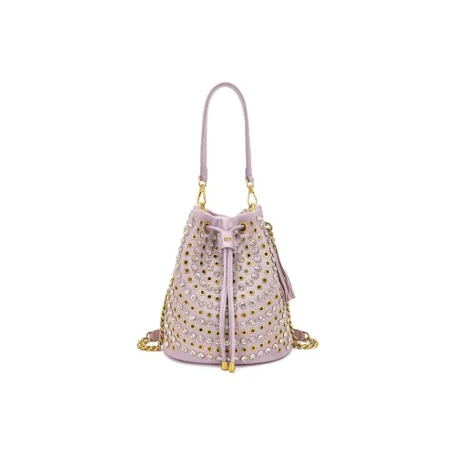 La Carrie Корова Кожа Ведро-Формовая Сумка Сумка на плечо Сумка повседневная Женская Светло-фиолетовая