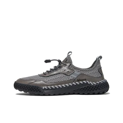 Wen Nai Мужские повседневные туфли Low Top Серые Мужские