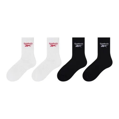 Reebok совместный бренд [4 упаковки] 2 белых + 2 черных мужские носки MID до икры