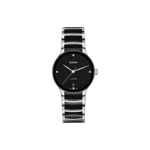 RADO Crystal Collection Кварцевый механизм Женские часы 35 мм Черный циферблат Корпус из нержавеющей стали