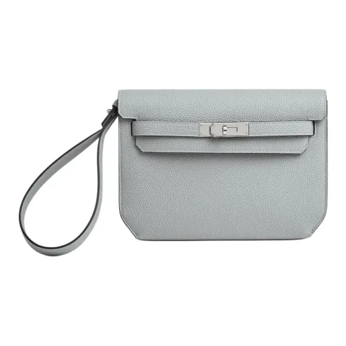 HERMES Kelly Depeches Коровья кожа Togo Клатч Мужской 8U BLEU Ледниково-голубой