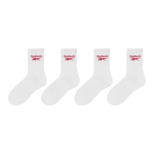 Reebok совместный бренд [4 упаковки] Белые мужские носки MID до икры
