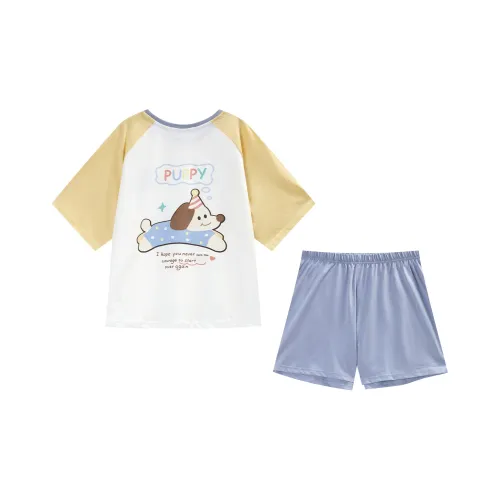 GUKOO Пижамный комплект женский хлопок белый