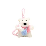 Розовый свитер + синяя сумка + белый кролик с розовым браслетом-шнурком