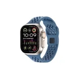 Премиум-синий - Дышащая сетка - Дырочки L - Обратная пряжка - Силиконовый ремешок