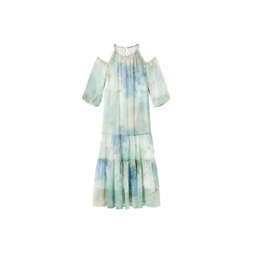 XIANGYING Длинное платье с длинными рукавами женское