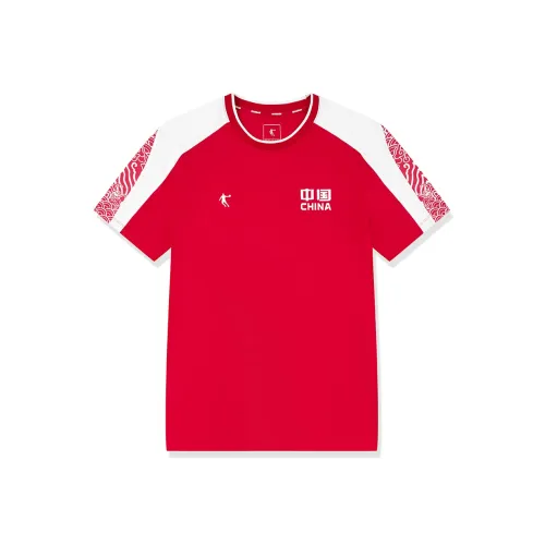 QIAODAN T-Рубашка Мужская Винтажная Малиновая Джордан Белая