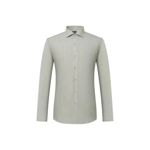 Camicissima Желтый Зеленый, Slim Fit, Полосы/Windsor воротник, Двойная пуговица, Манжеты, Мужская рубашка