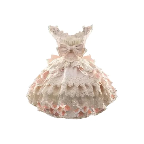 WLEQK Розовый JSK+Хвост платья+Ожерелье+Перо Ласточкин хвост Женские Лолита Платья