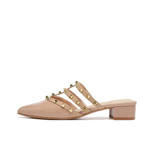 ST SAT Mulu Прохладный ветер Модный Заостренный носок Верхняя одежда Мюли Экрю Серебристо-серый