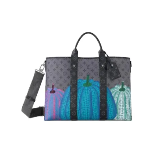 LOUIS VUITTON Yayoi Kusama Коллаборация Покрытый холст Через плечо Одно плечо Сумка Мужская Серый