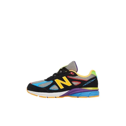 DTLR x New Balance NB 990 V4 Устойчивый к истиранию Низкий Топ Детская Беговая Обувь Черная для детей 3-7 лет