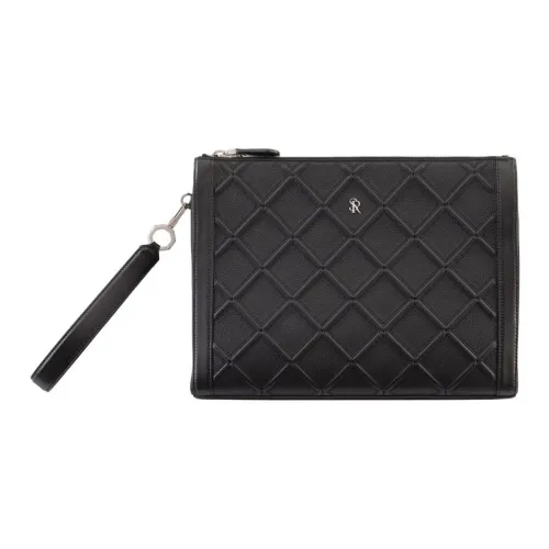 STEFANO RICCI Клатч из коровьей кожи большой унисекс черный